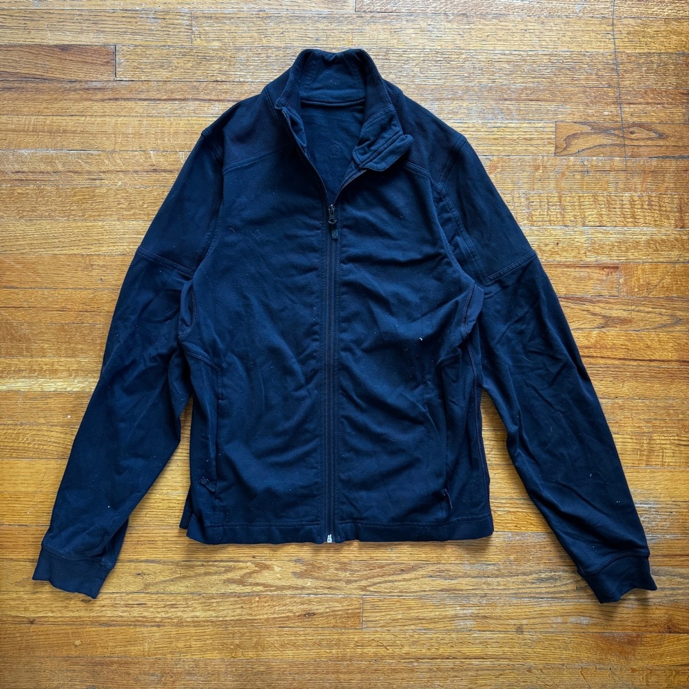 Vintage 2009 Lululemon Mens Black‎ Full Zip Track Jacket Mock Neck Medium